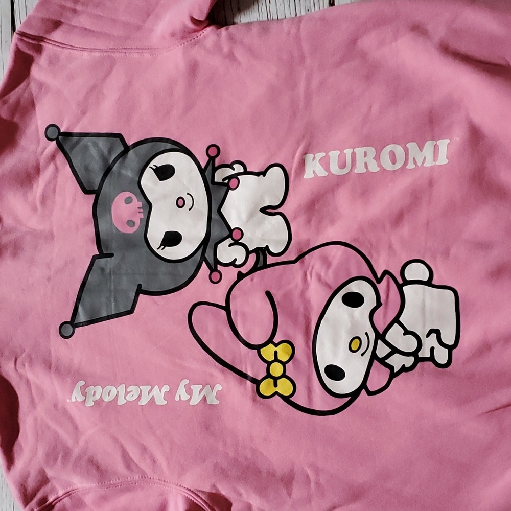 🆕️ SANRIO KUROMI AND MY MELODY PINK ZIP UP HOODED SWEATER 💕 - Picture 8 of 8
